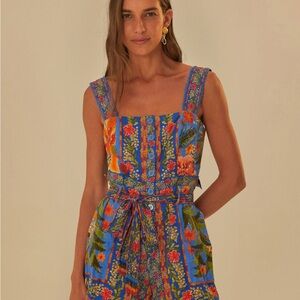 Farm Rio • Garden Blue Romper • Medium • GUC